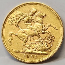 AUSTRALIA 1881 . ONE 1 SOVEREIGN . MELBOURNE . GOLD